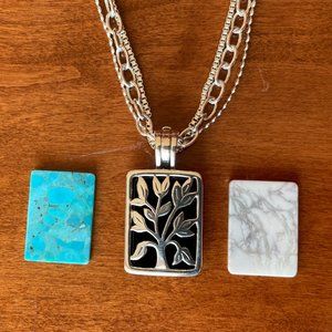 Silpada Tree of Life Pendant with Happily Stranded and three stone inserts